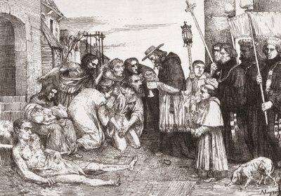 Oběti moru v Římě (rytina) od Alphonse (after) Legros