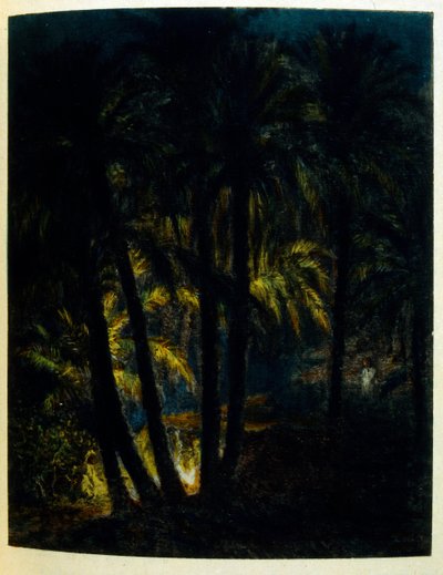 Dinetova ilustrace z knihy "Mirages" Scény z arabského života. 1906. Knihu Mirages, Scenes De La Vie Arab ilustroval Etienne Dinet s komentářem Silmana Ben Ibrahima Bamera. Nasreddine Dinet se narodil jako Alphonse-Etienne Dinet; (1861-1929) byl fren od Alphonse Etienne Dinet