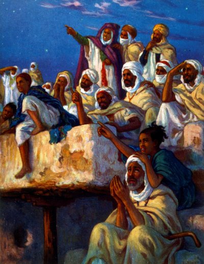 Ilustrace zobrazující Araby při modlitbě během období ramadánu. Autor: Nasreddine Dinet (Alphonse-Étienne Dinet). 1861 1929 od Alphonse Etienne Dinet