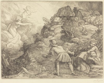 Alegorie rolníka a štěstí Sedlák a štěstí: Alegorický předmět. od Alphonse Legros