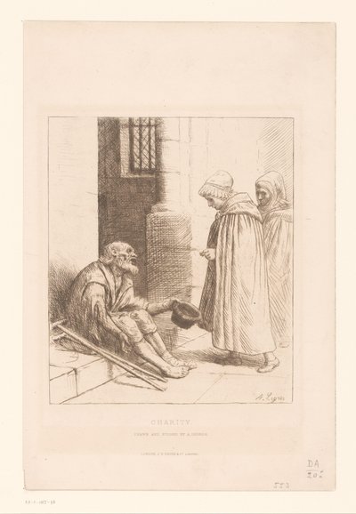 Žebrák na schodišti Charita (titul na předmětu) od Alphonse Legros