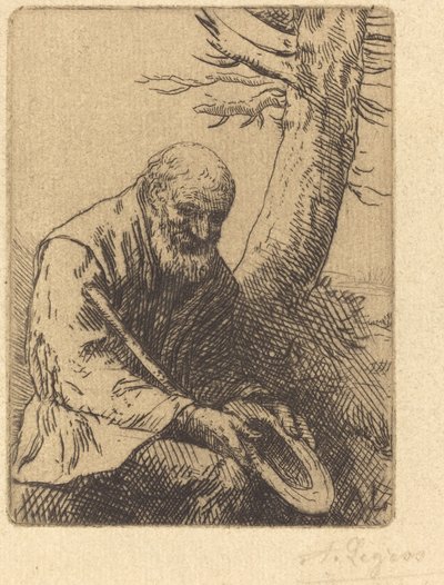 Žebrák s kloboukem v ruce od Alphonse Legros