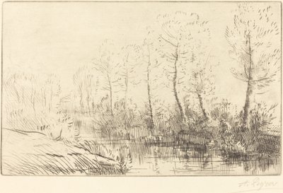 Břízy: Okraj vody viděný v ranním světle od Alphonse Legros