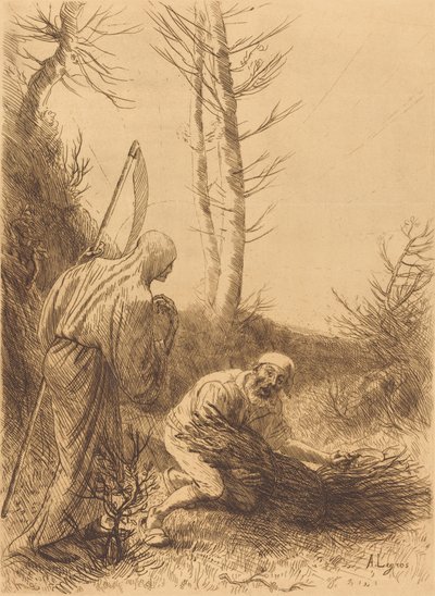 Smrt a dřevorubec, 2. deska Le mort et le bucheron. od Alphonse Legros