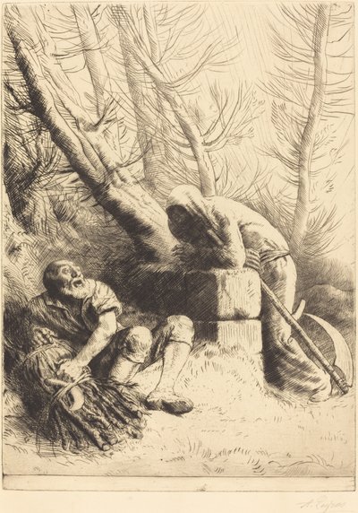 Smrt a dřevorubec, 4. deska (La mort et le bucheron) od Alphonse Legros