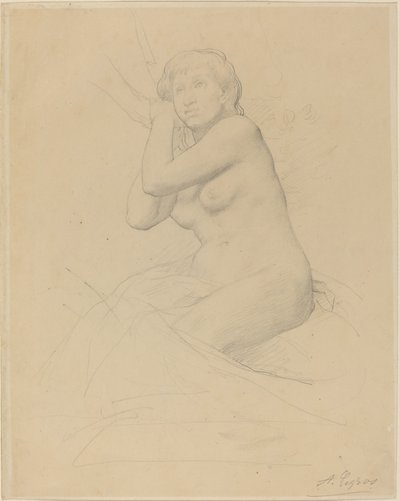 Sedící nahá žena od Alphonse Legros
