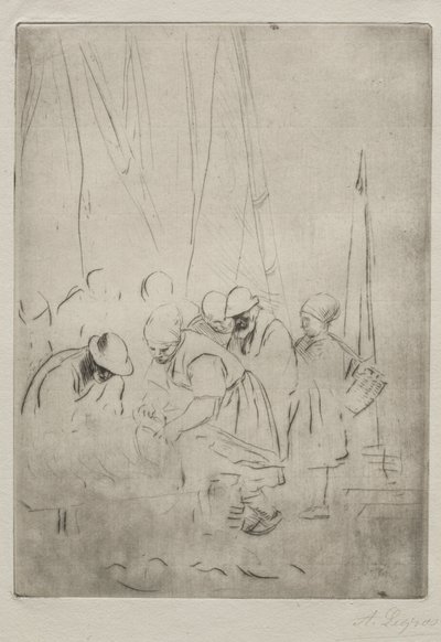 Rybáři na molu v Boulogne od Alphonse Legros