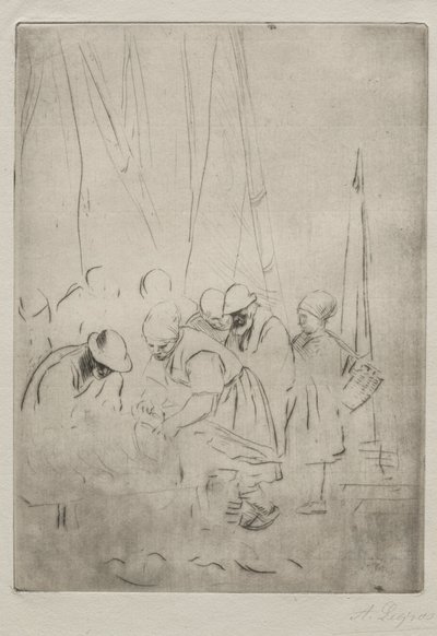 Rybáři na molu v Boulogne. od Alphonse Legros