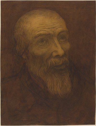 Hlava holohlavého muže s plnovousem od Alphonse Legros