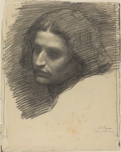 Hlava muže čelem doleva [recto] od Alphonse Legros