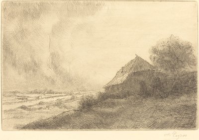 Hovel on a Hillside (Masure sur la colline) od Alphonse Legros