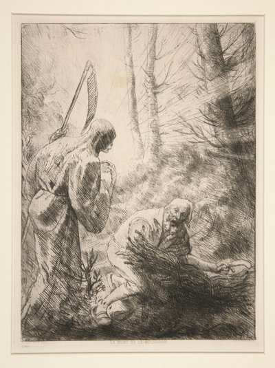 La Mort at le Bucheron, č. 2 (Smrt a dřevorubec) od Alphonse Legros