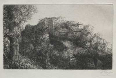 Krajina (s budovami) od Alphonse Legros