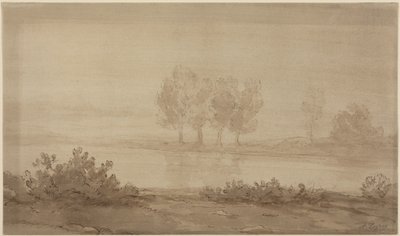 Krajina - čtyři stromy za řekou od Alphonse Legros