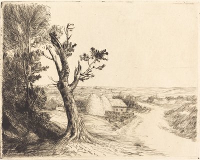 Krajina s kupkami sena od Alphonse Legros