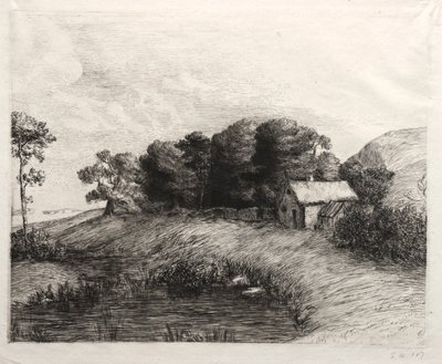 Krajina s rybníkem od Alphonse Legros