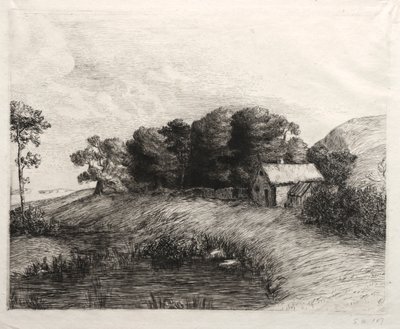 Krajina s rybníkem. od Alphonse Legros