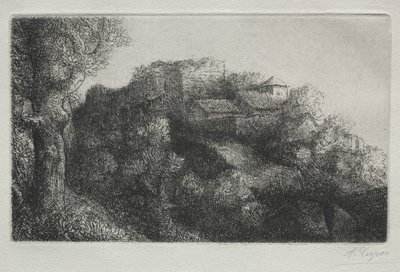 Krajina s budovami. od Alphonse Legros