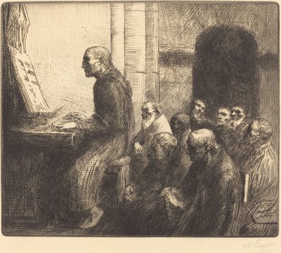 Mnich hrající na varhany v kostele (Moine jouant de l