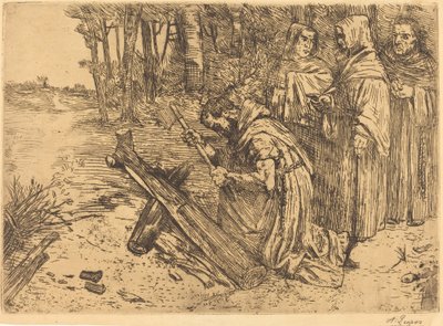 Mniši sekají dřevo Les moines bucherons. od Alphonse Legros