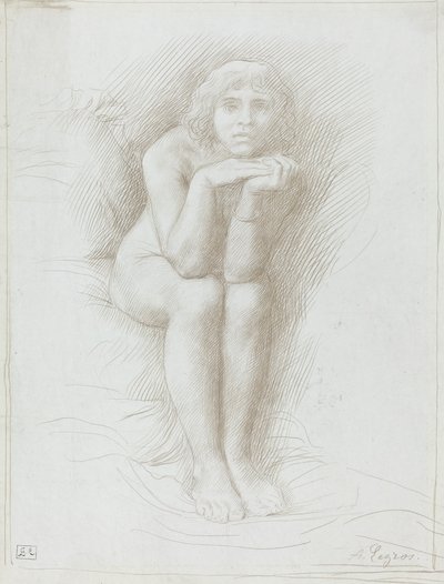 Nahá modelka sedí. od Alphonse Legros