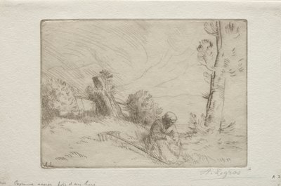 Rolník u kamenného plotu. od Alphonse Legros