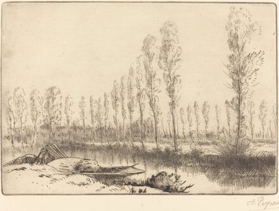 Topoly u Amiens Blízko Amiens, rašeliniště. od Alphonse Legros