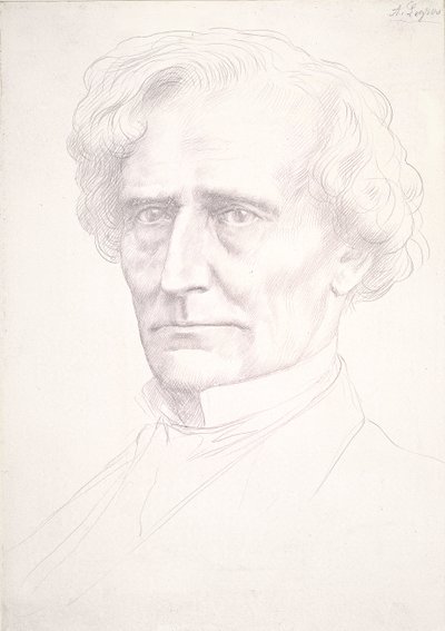 Portrét Hectora Berlioze (zlatý bod na růžovém připraveném papíře) od Alphonse Legros