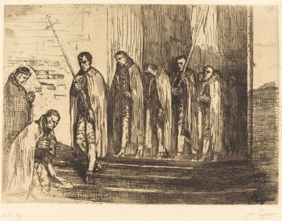Procesí Odcházení z kostela La sortie de la procession. od Alphonse Legros