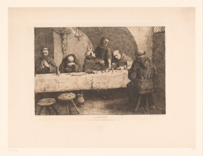 Refektář s modlícími se mnichy Le réfectoire (název na objektu) od Alphonse Legros