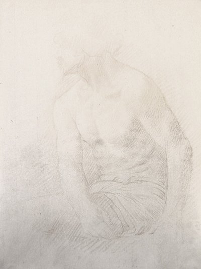 Sedící mužský akt (hnědá křída na papíře) od Alphonse Legros