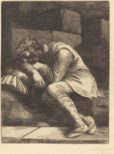 Spící žebrák od Alphonse Legros