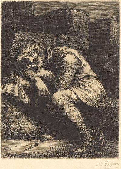 Spící žebrák od Alphonse Legros