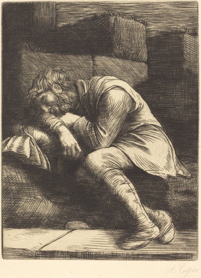 Spící žebrák Spící žebrák. od Alphonse Legros