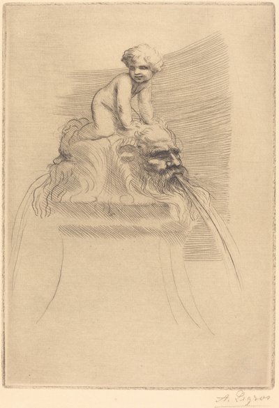 Malá fontána, dítě hraje na grotesky od Alphonse Legros