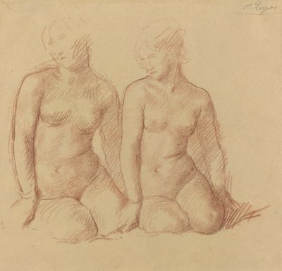 Studie dvou postav sedících vedle sebe od Alphonse Legros