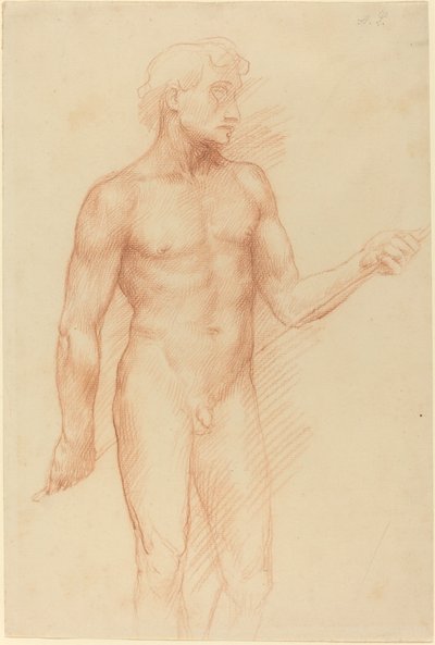 Studie mužské postavy, držící tyč za zády od Alphonse Legros