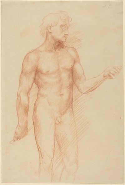 Studie mužské postavy držící hůl za zády od Alphonse Legros