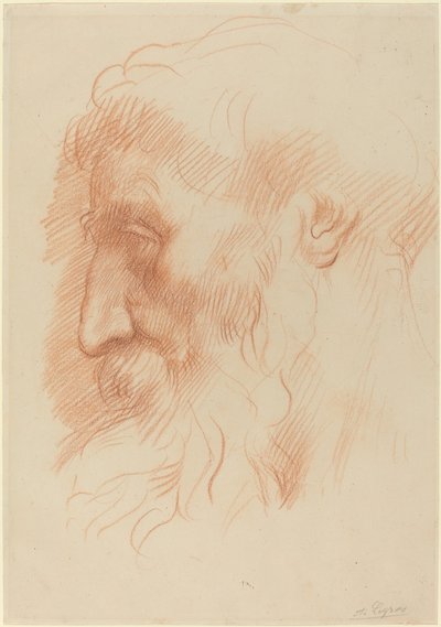 Studie mužské hlavy [recto]. od Alphonse Legros