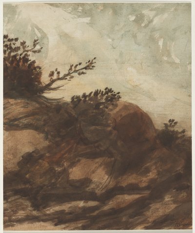 Západ slunce nad kopcem, poslední polovina roku 1800. od Alphonse Legros