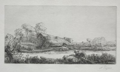 Farma na řece (La Ferme Sur La Rivière: Večerní efekt) od Alphonse Legros