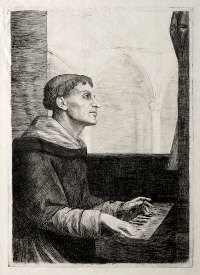Mnich u varhan. od Alphonse Legros