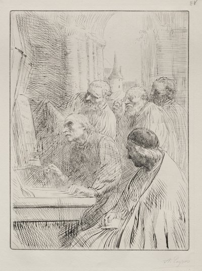 Mniši v kostele od Alphonse Legros