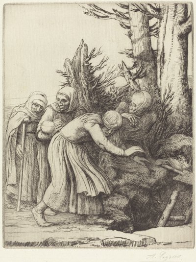 Triumf smrti: Smrt připravuje příbytek pro bezdomovce Le triomphe.... od Alphonse Legros