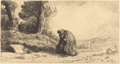 Tulák procházející uličkou od Alphonse Legros