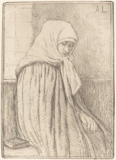 Mladý rolník sedící v kostele od Alphonse Legros