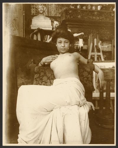 [Ženský model pro alegorii "Září" z cyklu Dvanáct měsíců, pro časopis "Cocorico", Paříž] od Alphonse Maria Mucha
