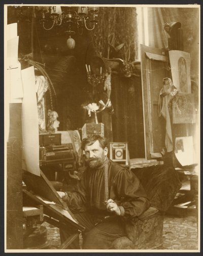 [Autoportrét v ateliéru, Rue du Val-de-Grâce, Paříž] od Alphonse Maria Mucha