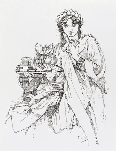 Reklamní plakát pro Ian Amos Komensky Lodge od Alphonse Mucha