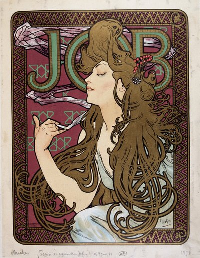Reklamní plakát na „Job Cigarette Paper“ od Muchy od Alphonse Mucha
